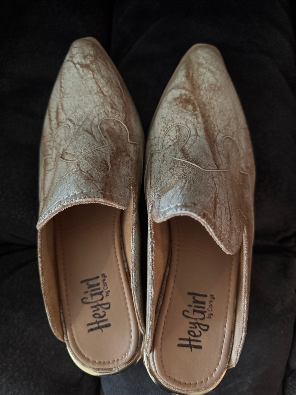 Corkys Metallic Taupe Slip-On Mules